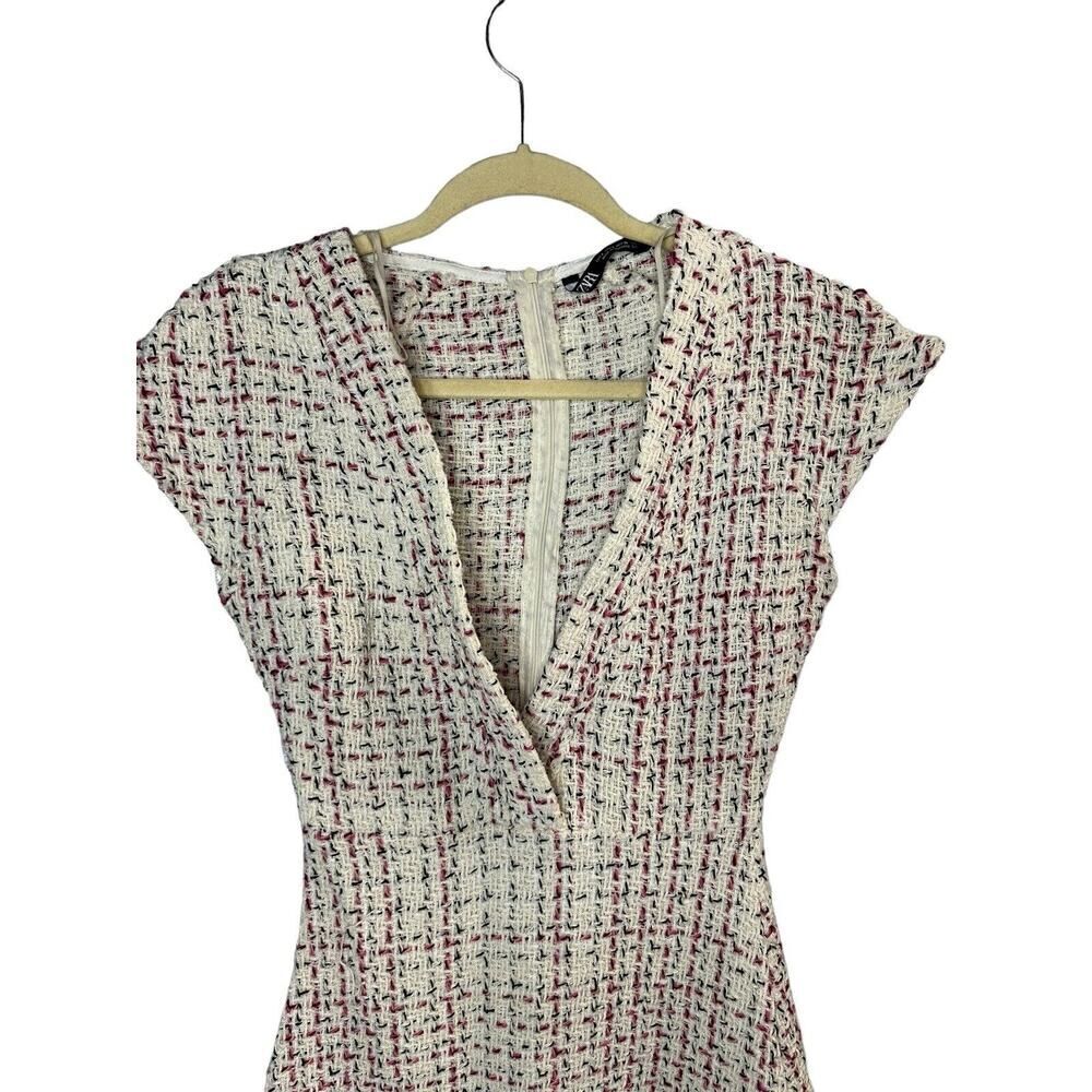Zara Textured Weave Tweed Mini Dress sz Small - Picture 6 of 13
